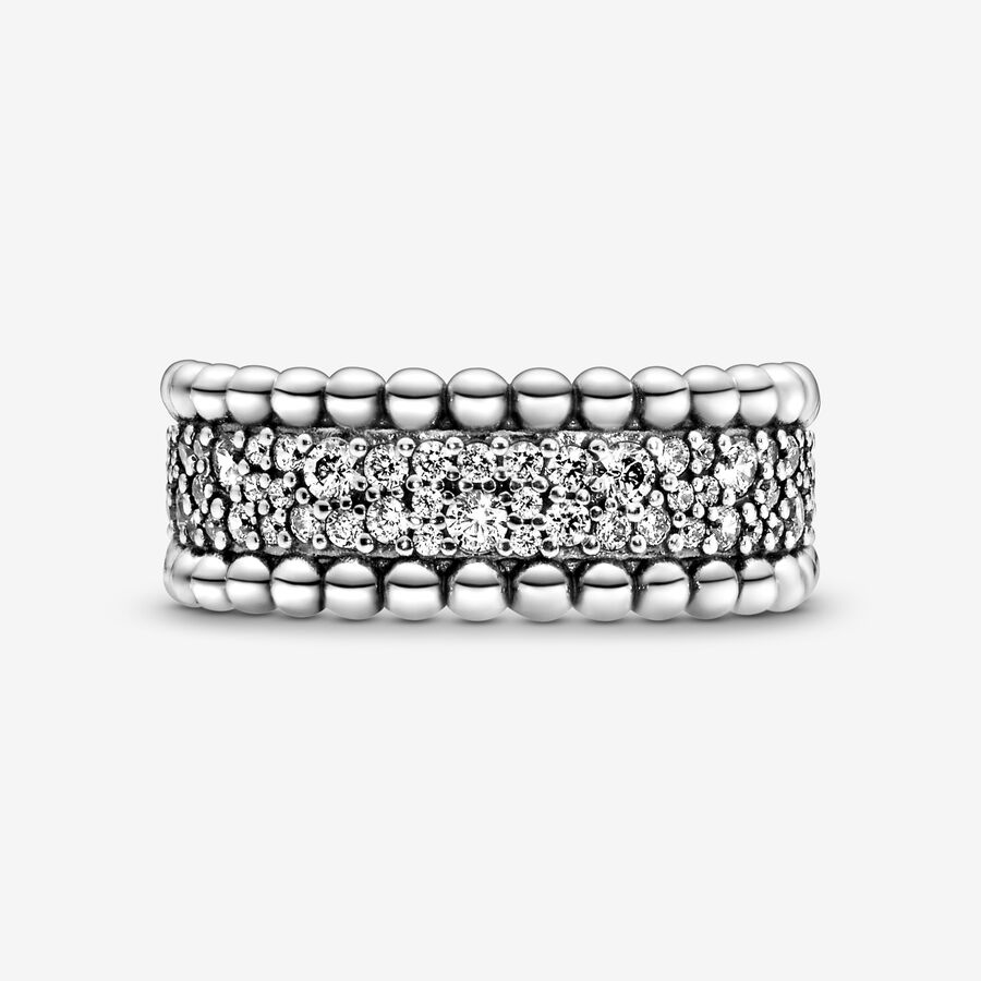 Band Rings Pandora Beaded Pave Strieborne | SK250KPYQ