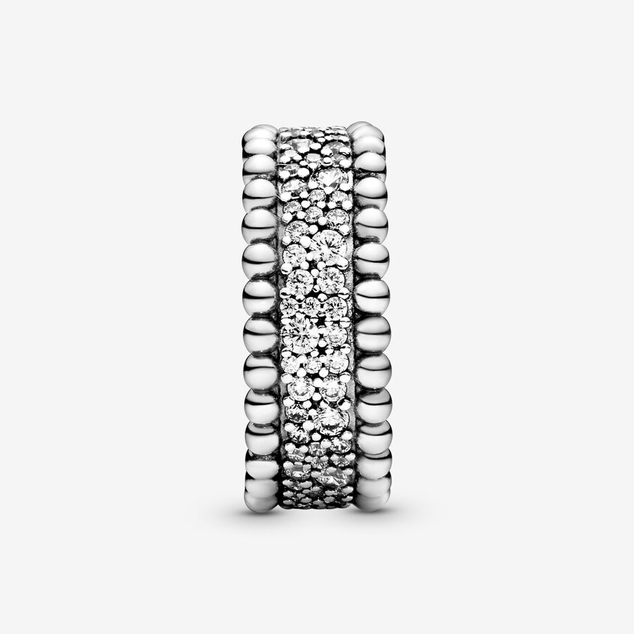 Band Rings Pandora Beaded Pave Strieborne | SK250KPYQ