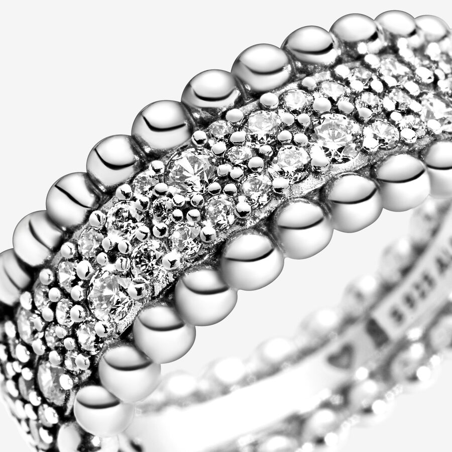 Band Rings Pandora Beaded Pave Strieborne | SK250KPYQ