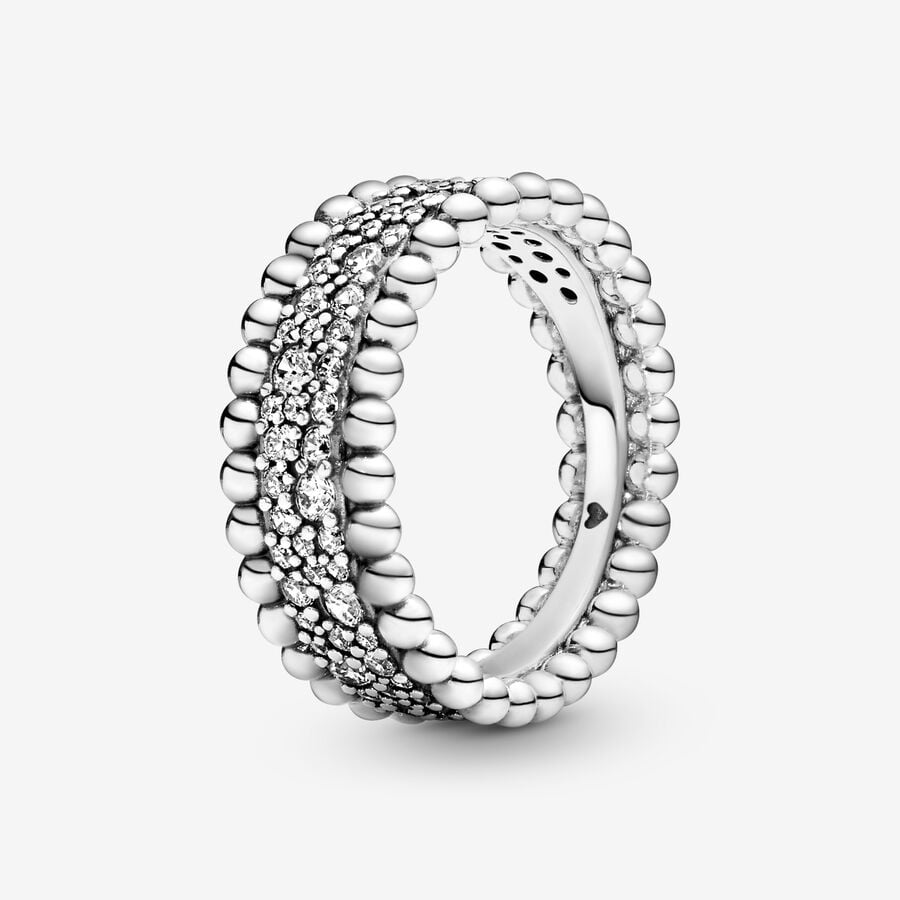 Band Rings Pandora Beaded Pave Strieborne | SK250KPYQ