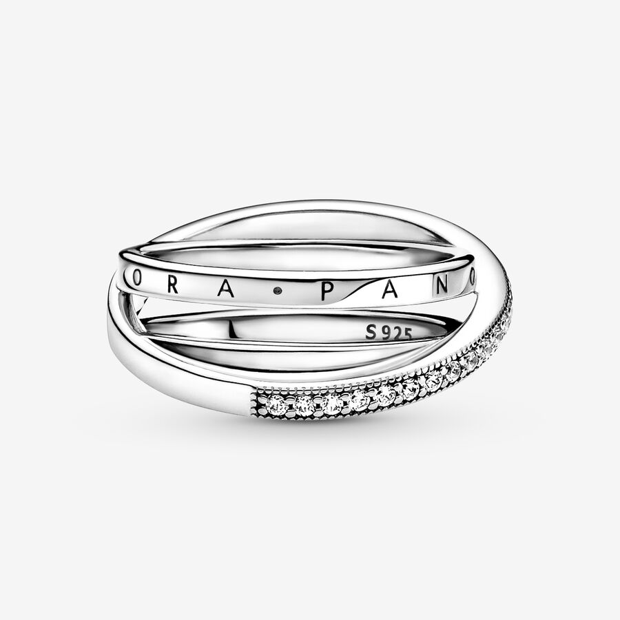 Band Rings Pandora Crossover Pave Triple Strieborne | SK670GHRZ