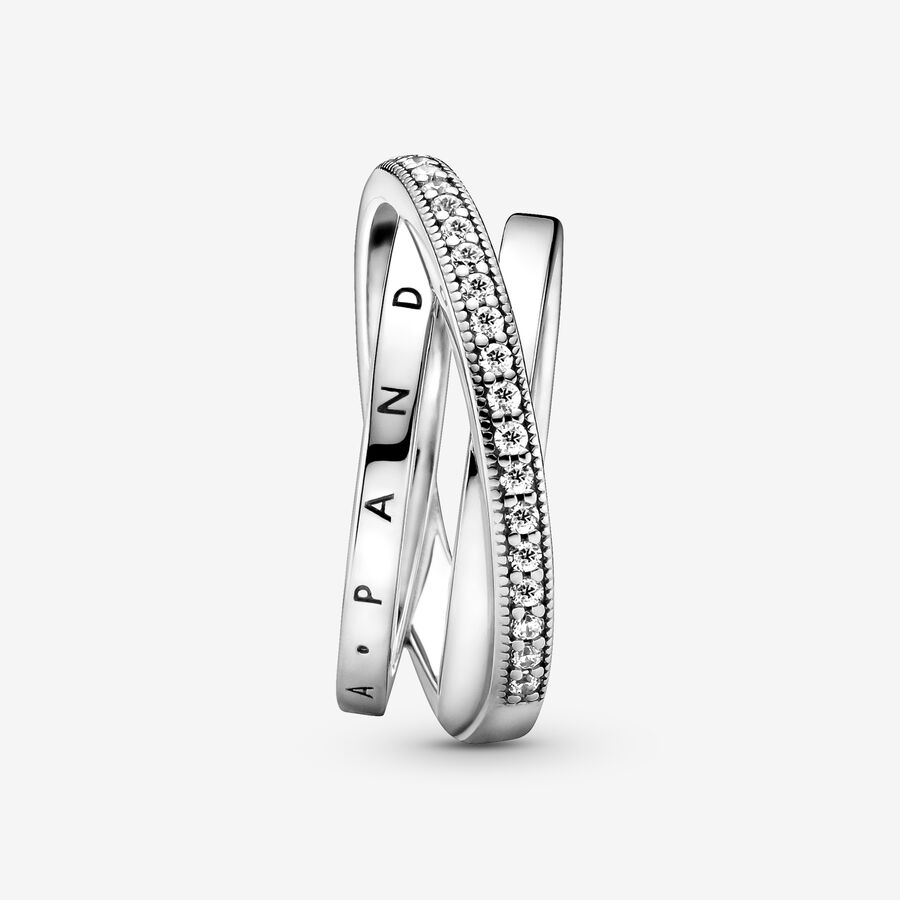 Band Rings Pandora Crossover Pave Triple Strieborne | SK670GHRZ