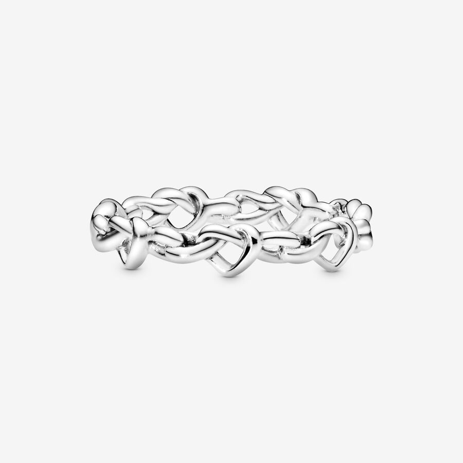 Band Rings Pandora Knotted Hearts & Love Ruzove Zlate | SK428MZHO