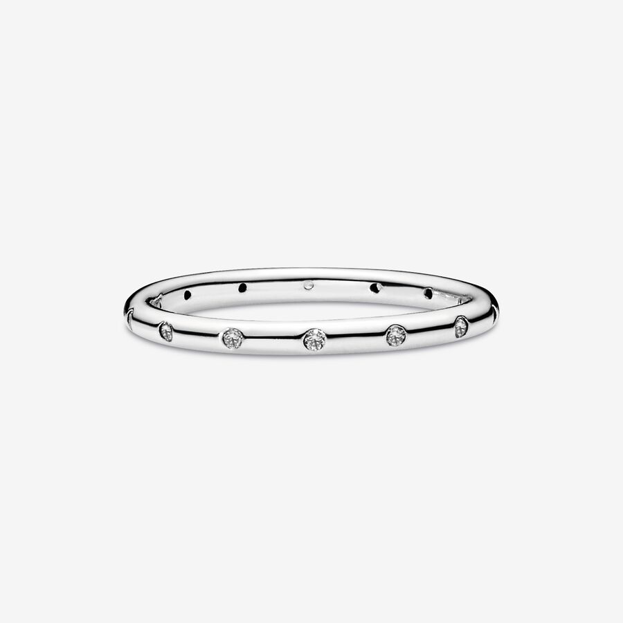 Band Rings Pandora Simple Sparkling Strieborne | SK076LQSD