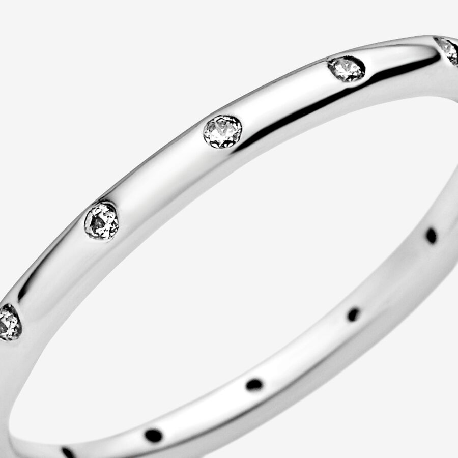 Band Rings Pandora Simple Sparkling Strieborne | SK076LQSD