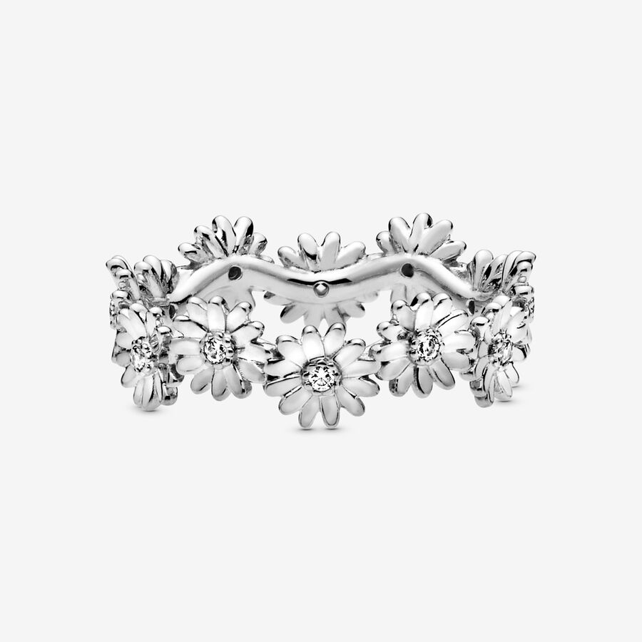 Band Rings Pandora Sparkling Daisy Flower Crown Strieborne | SK568RHIC