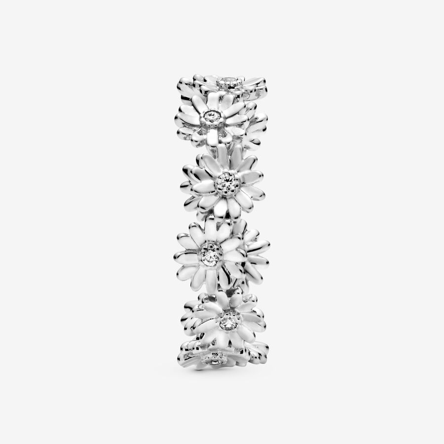 Band Rings Pandora Sparkling Daisy Flower Crown Strieborne | SK568RHIC