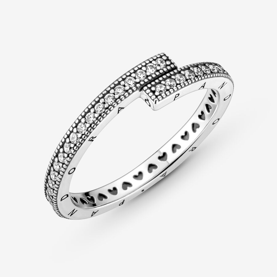 Band Rings Pandora Sparkling Overlapping Strieborne | SK627SDJU