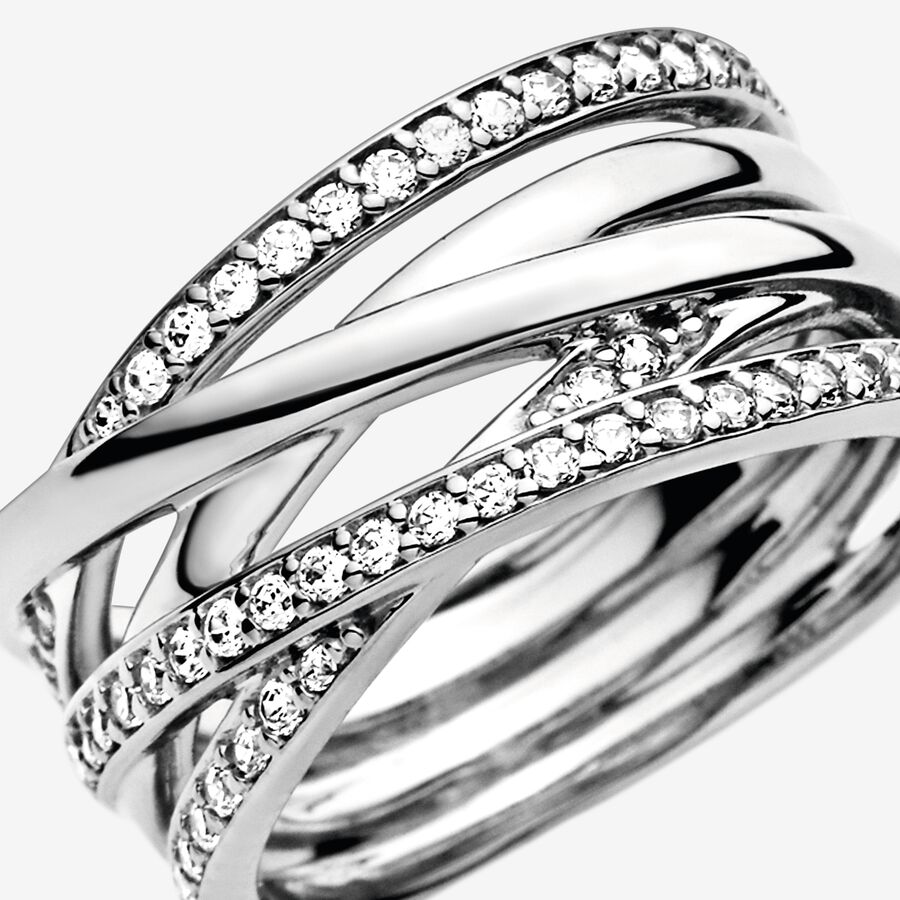 Band Rings Pandora Sparkling & Polished Lines Strieborne | SK520CYAS