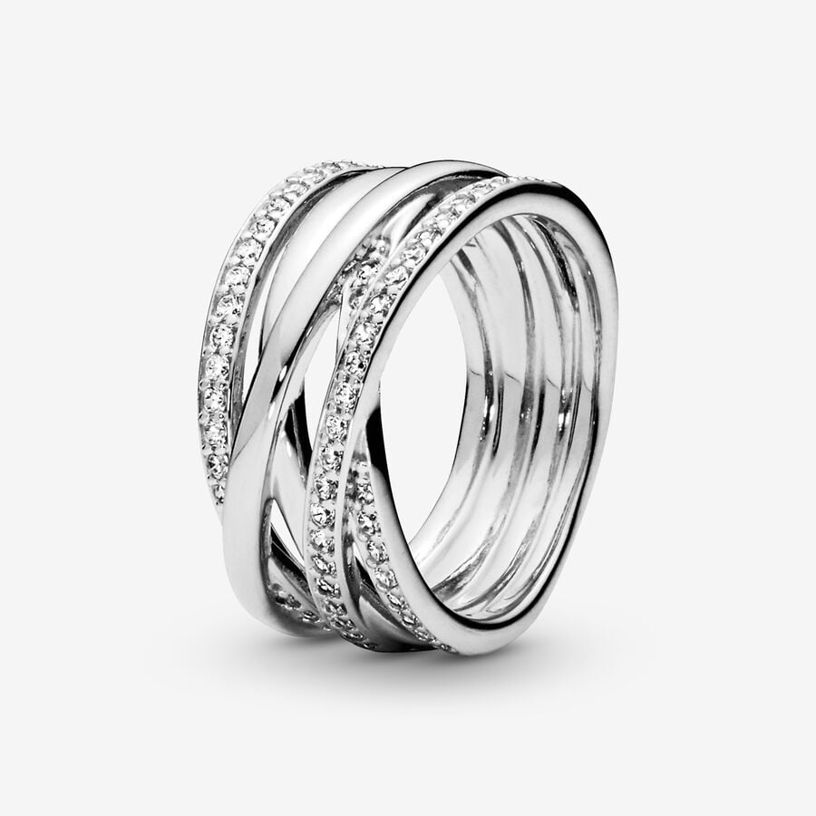 Band Rings Pandora Sparkling & Polished Lines Strieborne | SK520CYAS