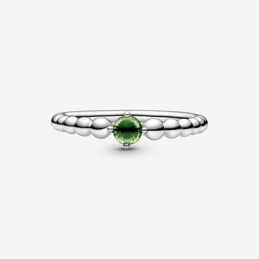 Birthstone Rings Pandora August Spring Green Beaded Strieborne | SK960YWLK