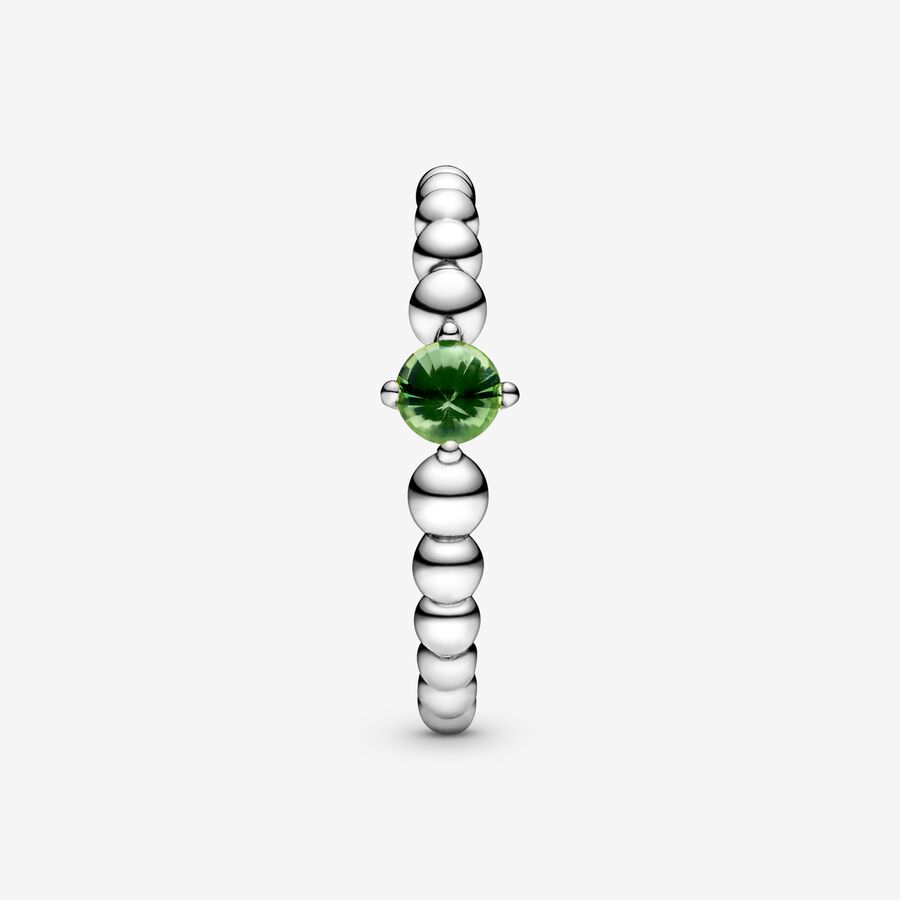 Birthstone Rings Pandora August Spring Green Beaded Strieborne | SK960YWLK