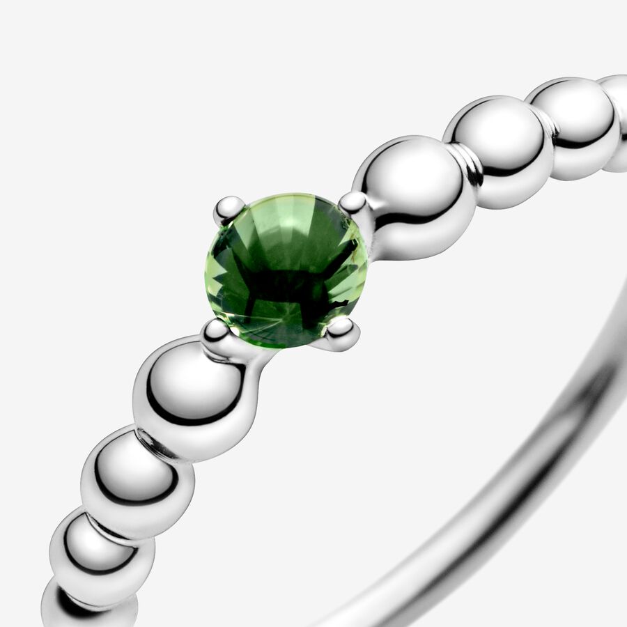 Birthstone Rings Pandora August Spring Green Beaded Strieborne | SK960YWLK