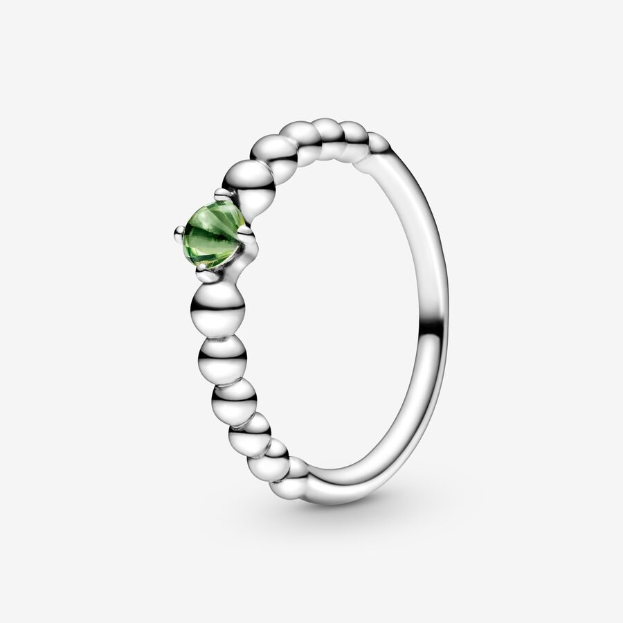 Birthstone Rings Pandora August Spring Green Beaded Strieborne | SK960YWLK