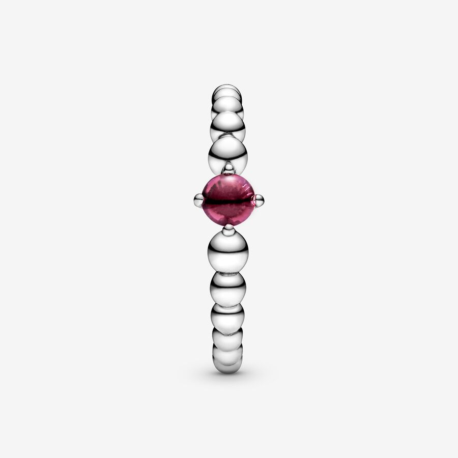 Birthstone Rings Pandora July Blazing Red Beaded Strieborne | SK380TNDO