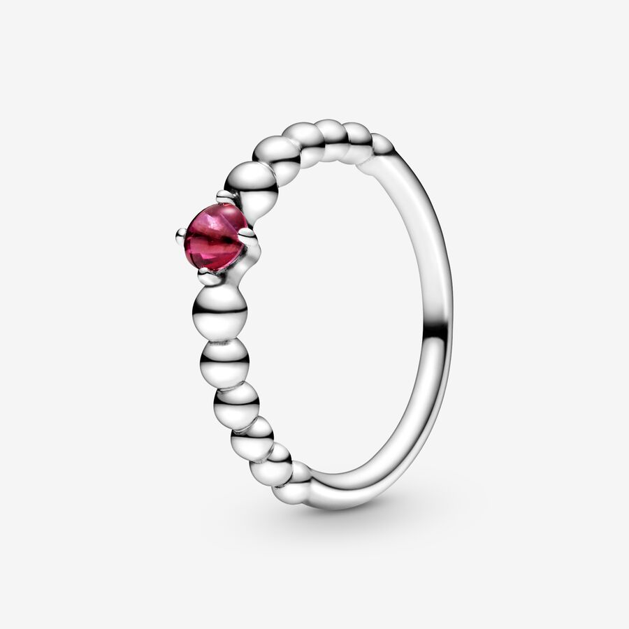 Birthstone Rings Pandora July Blazing Red Beaded Strieborne | SK380TNDO