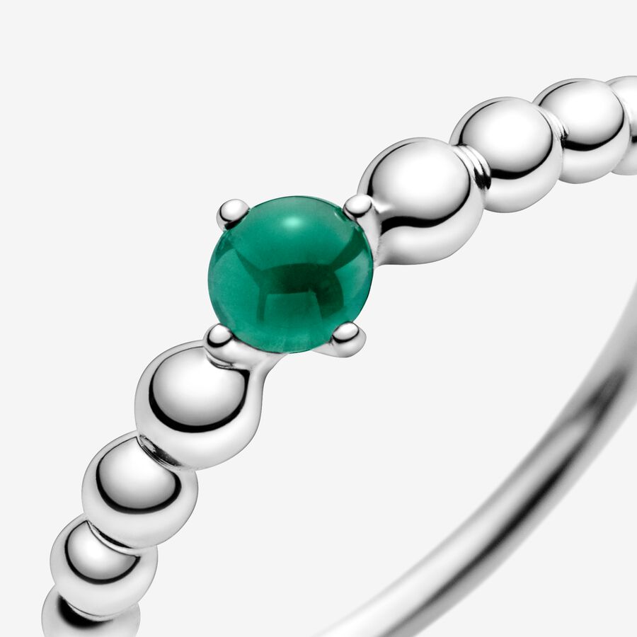 Birthstone Rings Pandora May Rainforest Green Beaded Strieborne | SK719KWZD