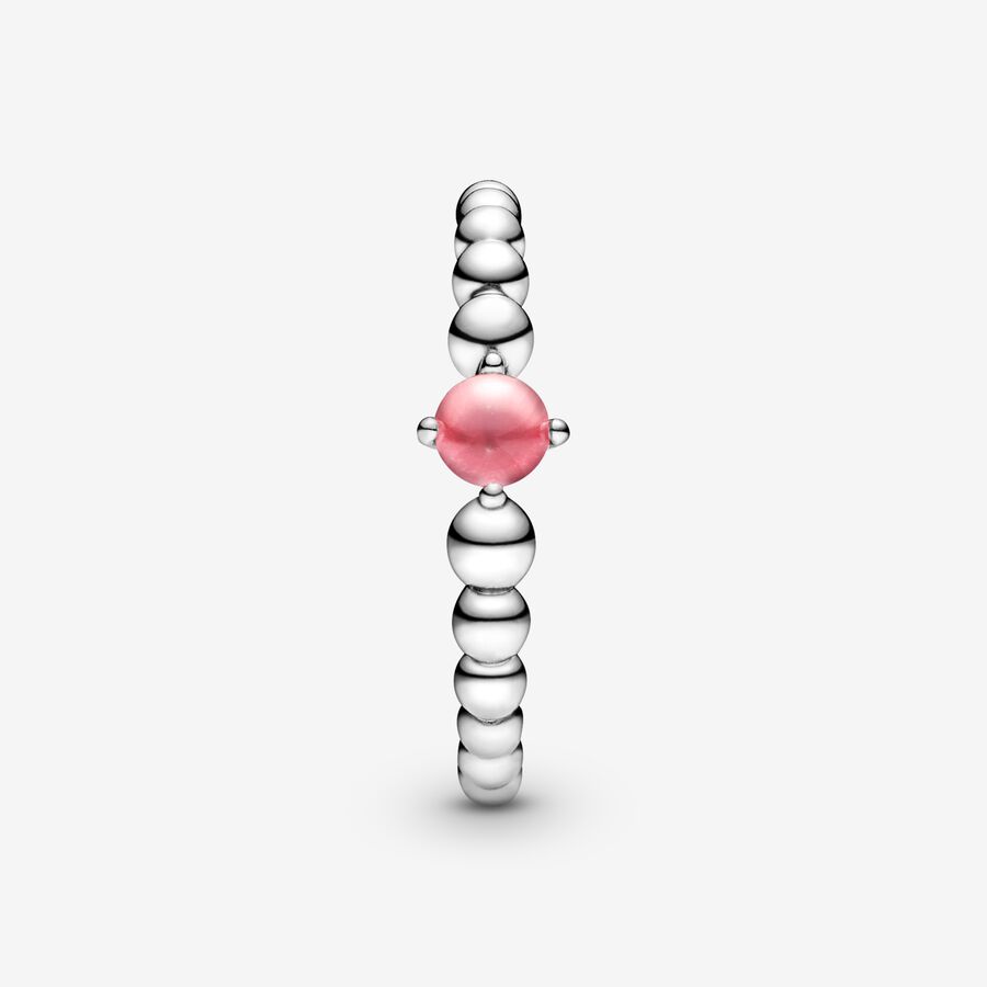 Birthstone Rings Pandora October Petal Pink Beaded Strieborne | SK346STIN