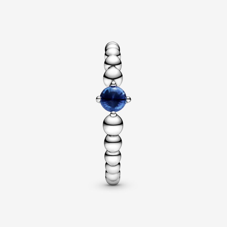 Birthstone Rings Pandora September Sea Blue Beaded Strieborne | SK263SCUJ