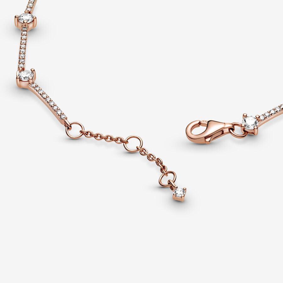 Chain Bracelets Pandora Sparkling Pave Bars Ruzove Zlate | SK196HNEJ