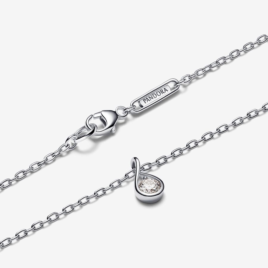 Chain Necklaces Pandora Brilliance 0.15 CT TW Strieborne | SK059GFUY