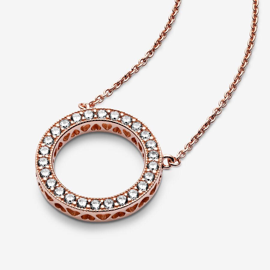 Chain Necklaces Pandora Circle of Sparkle Ruzove Zlate | SK829MKYL