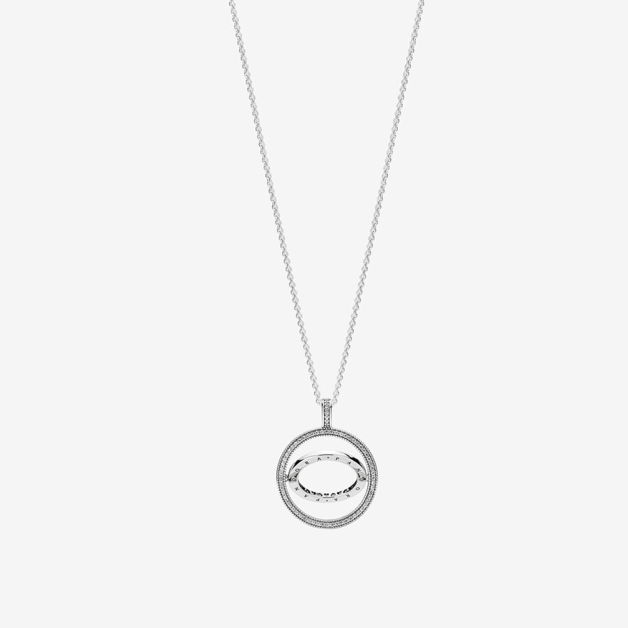 Chain Necklaces Pandora Logo Circle Strieborne | SK672IJFQ