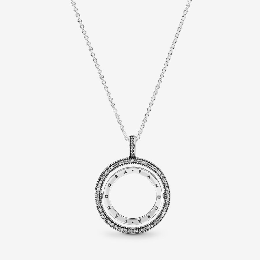 Chain Necklaces Pandora Logo Circle Strieborne | SK672IJFQ