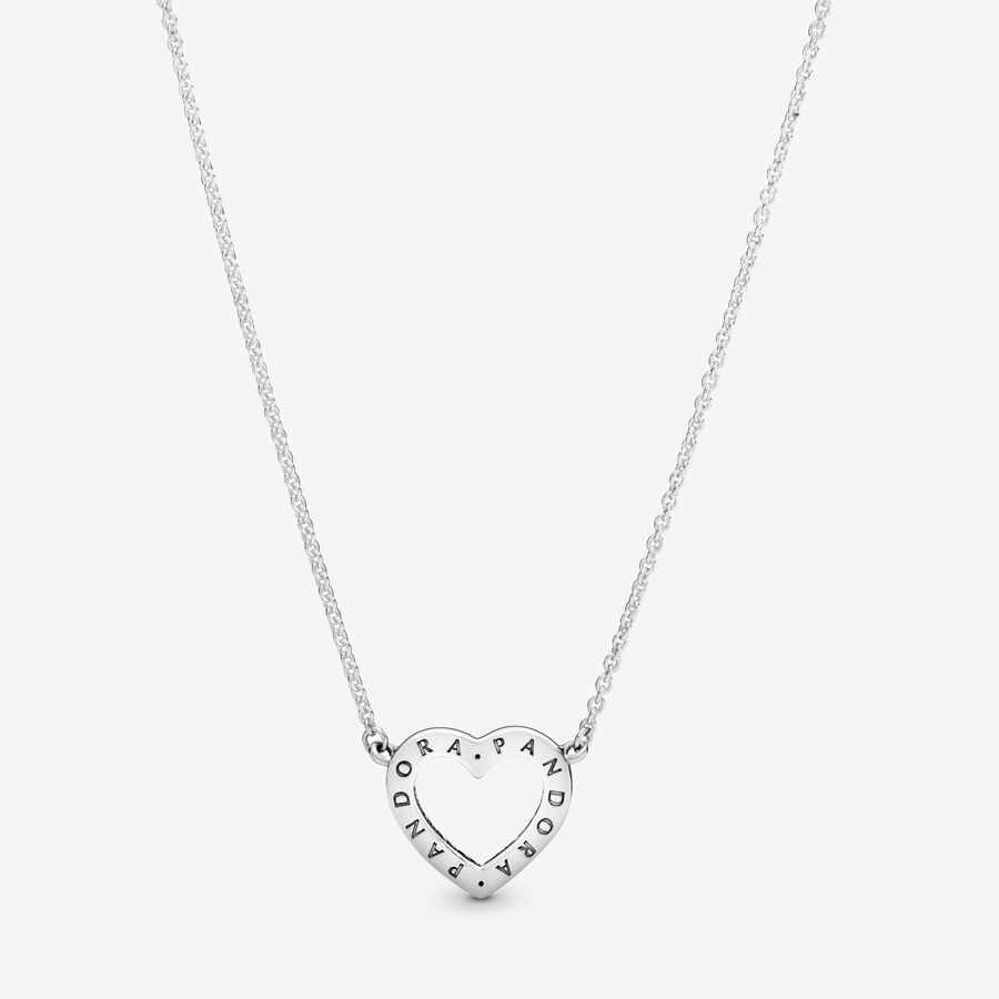 Chain Necklaces Pandora Loving Hearts & Love of with Clear CZ Strieborne | SK314MONS