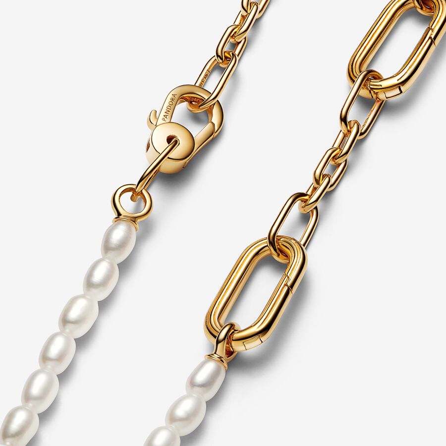 Chain Necklaces Pandora ME Slim Treated Freshwater Cultured Pearl Zlate | SK638ARTG