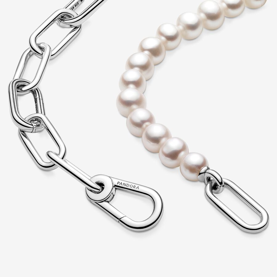 Chain Necklaces Pandora ME Treated Freshwater Cultured Pearl Strieborne | SK736ZLJO