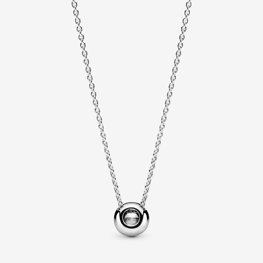 Chain Necklaces Pandora Round Sparkle Strieborne | SK284JOPT