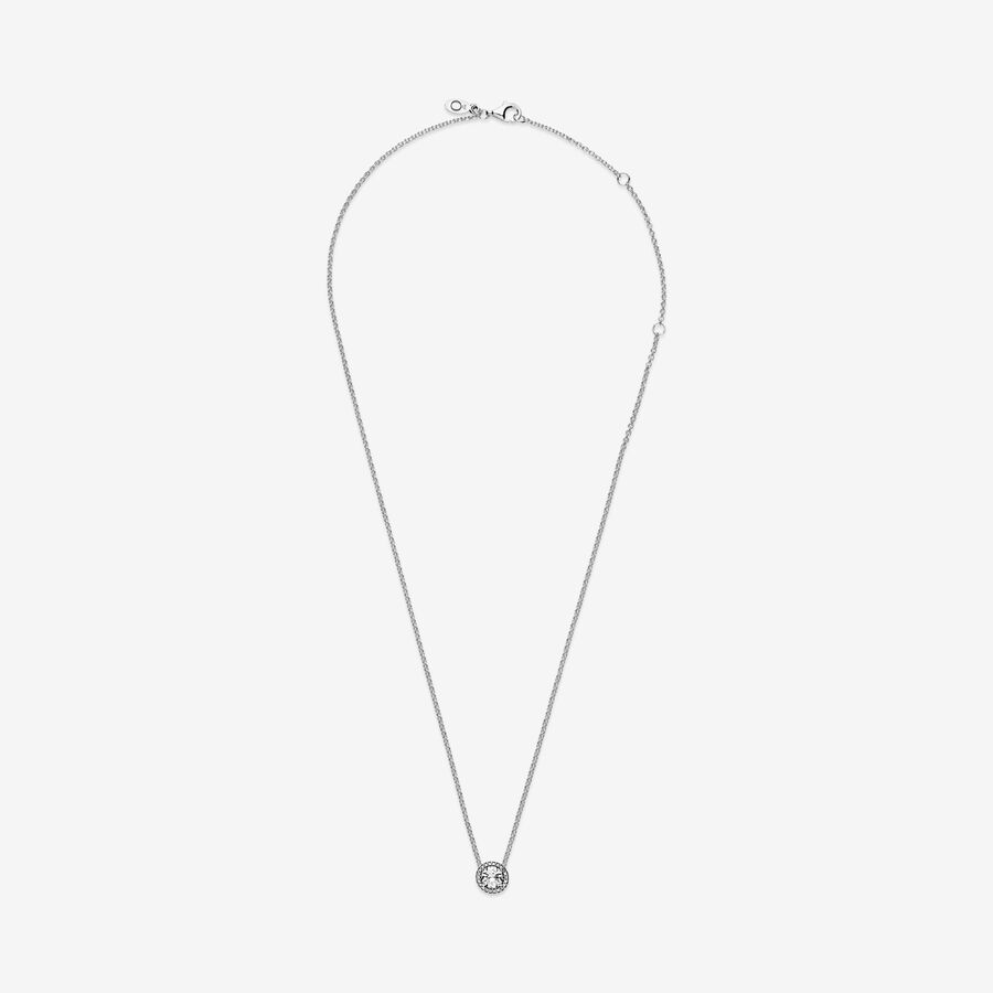 Chain Necklaces Pandora Round Sparkle Strieborne | SK284JOPT