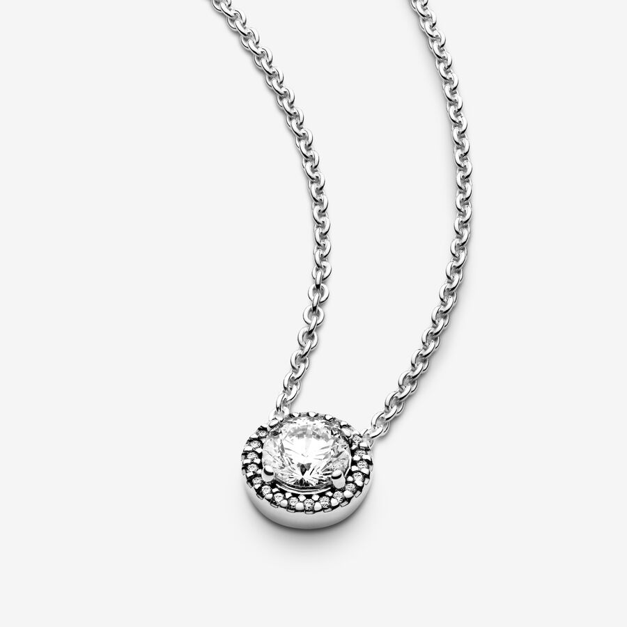 Chain Necklaces Pandora Round Sparkle Strieborne | SK284JOPT