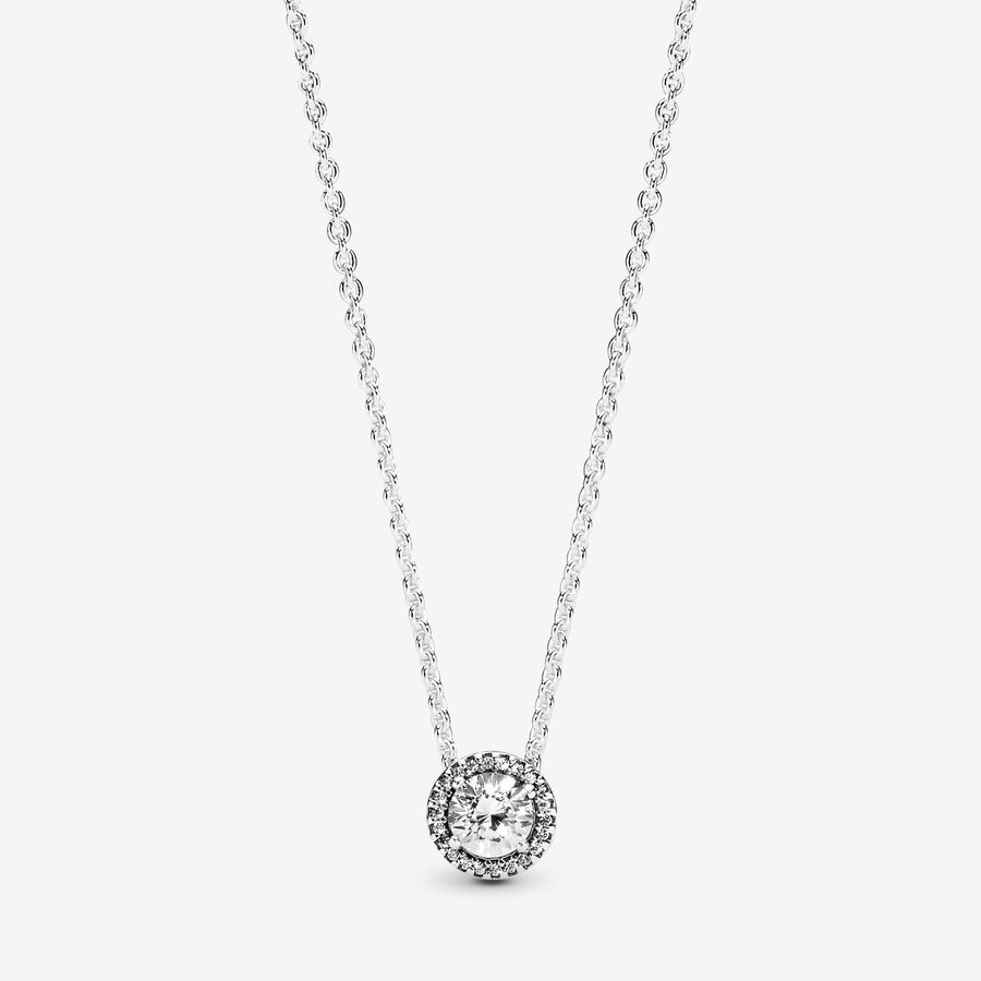 Chain Necklaces Pandora Round Sparkle Strieborne | SK284JOPT