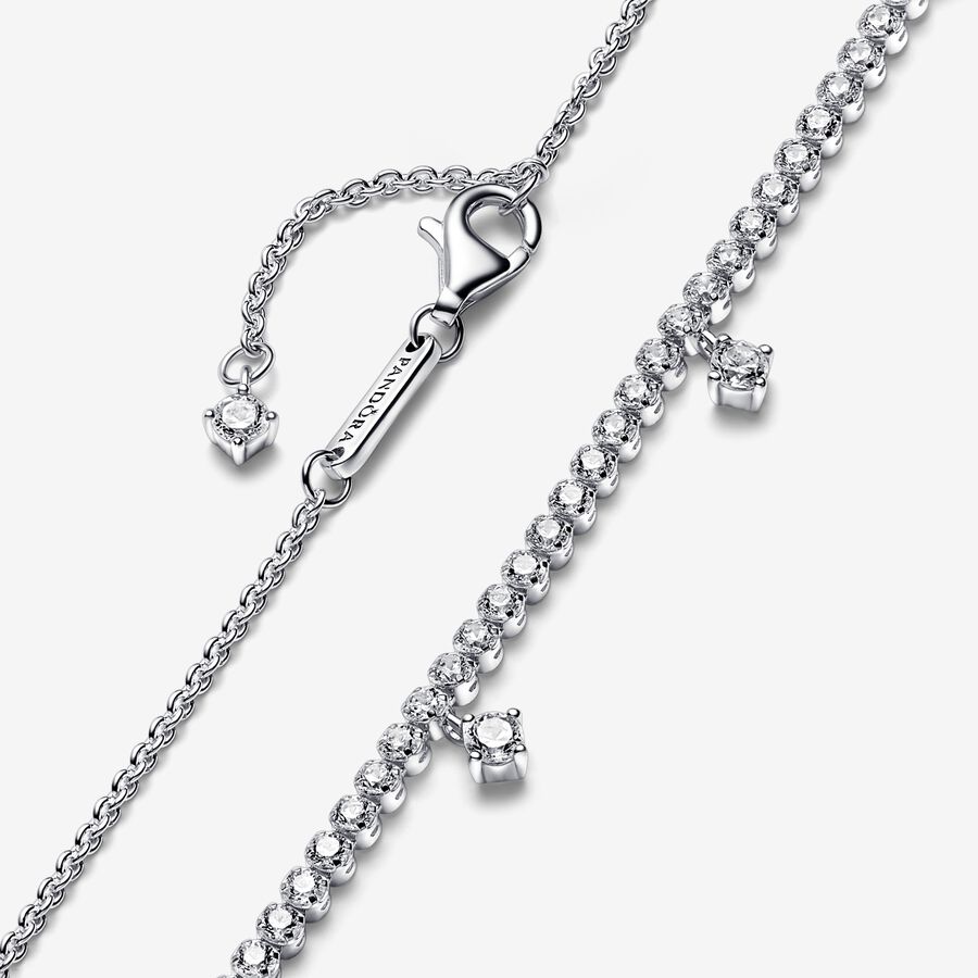 Chain Necklaces Pandora Sparkling Collier Strieborne | SK047YCOB