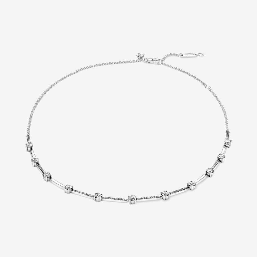 Chain Necklaces Pandora Sparkling Pave Collier Bars Strieborne | SK519OIPF