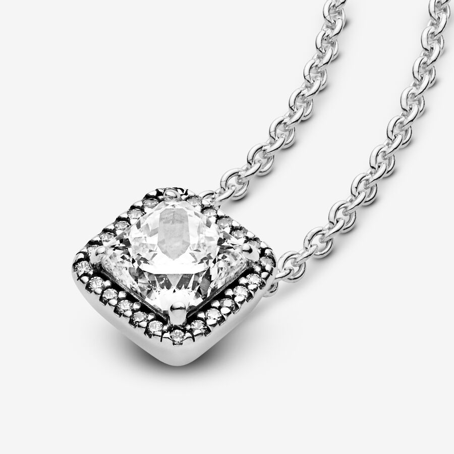 Chain Necklaces Pandora Timeless Elegance with Clear CZ Strieborne | SK586WBIT