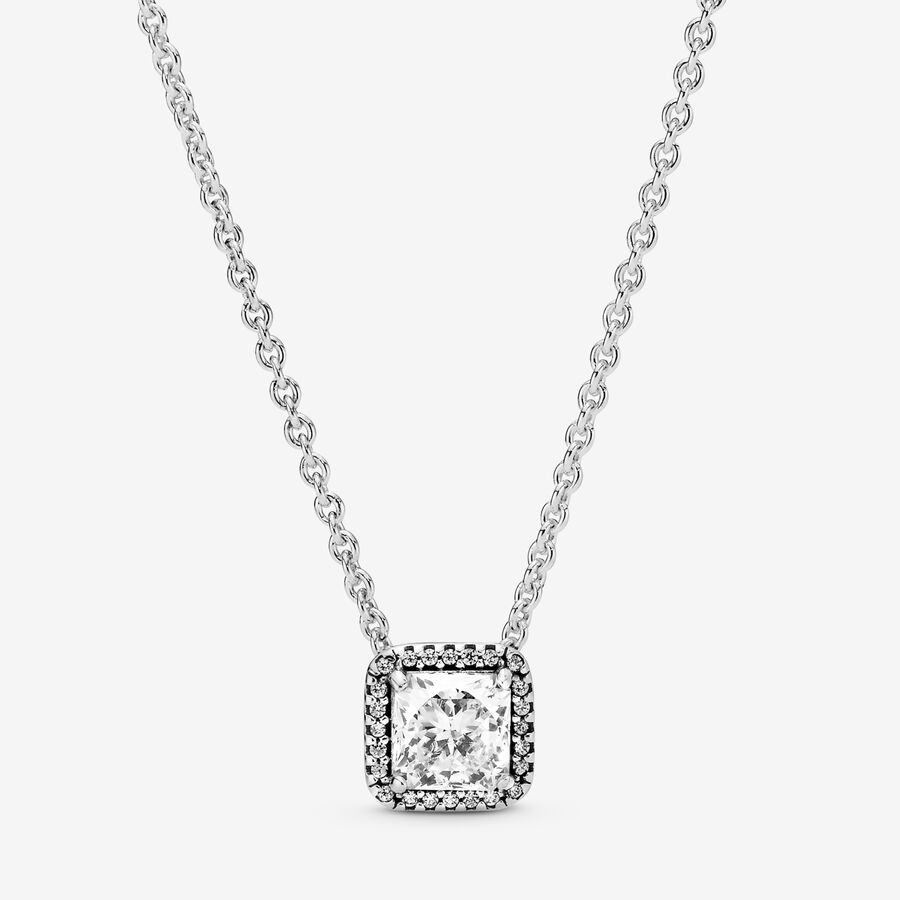 Chain Necklaces Pandora Timeless Elegance with Clear CZ Strieborne | SK586WBIT