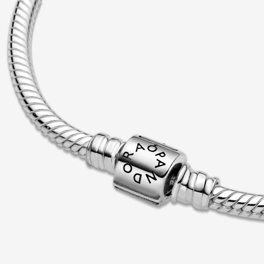 Charm Bracelets Pandora Moments Barrel Clasp Snake Strieborne | SK372ZMCJ