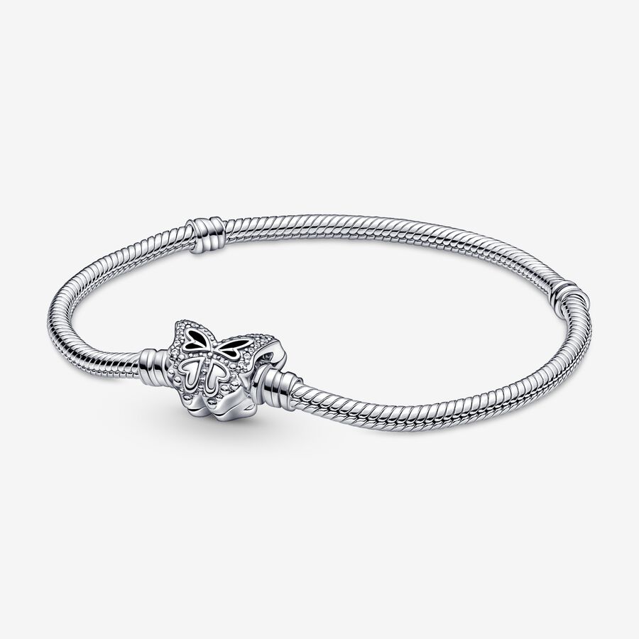 Charm Bracelets Pandora Moments Butterfly Clasp Snake Strieborne | SK397VHRF