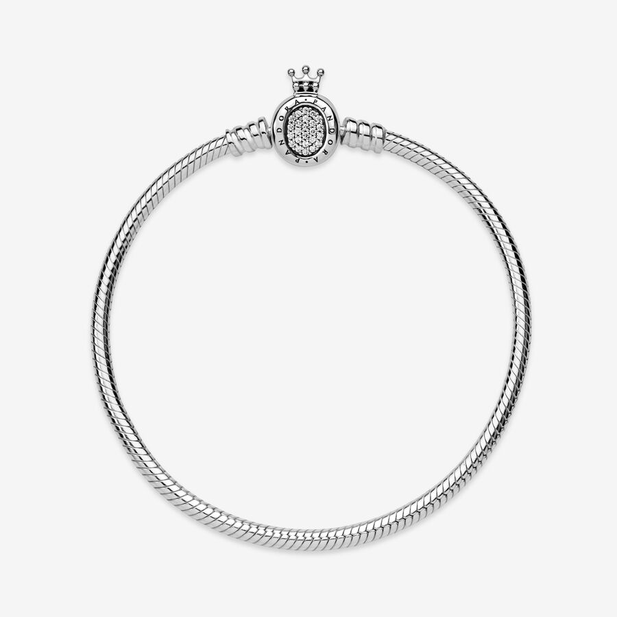 Charm Bracelets Pandora Moments Crown O Clasp Snake Strieborne | SK372GYCZ