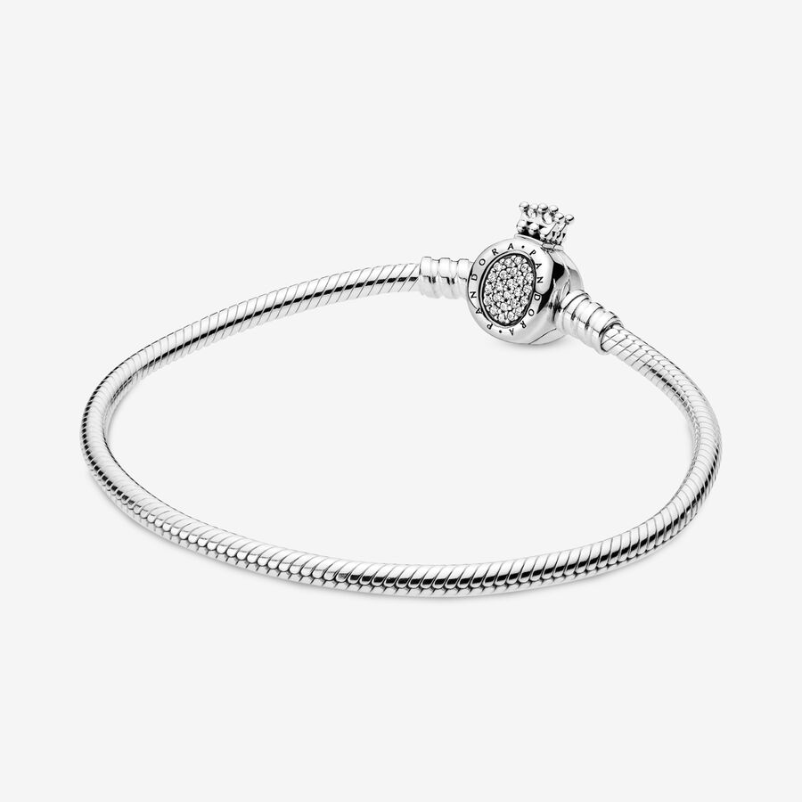 Charm Bracelets Pandora Moments Crown O Clasp Snake Strieborne | SK372GYCZ