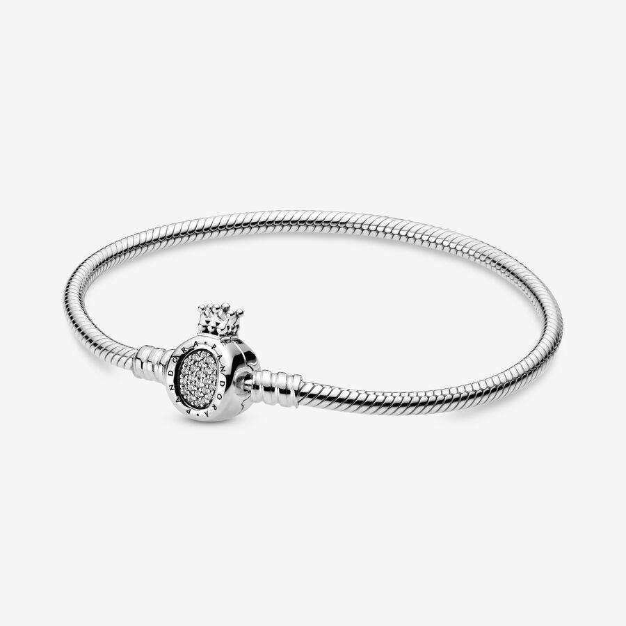 Charm Bracelets Pandora Moments Crown O Clasp Snake Strieborne | SK372GYCZ