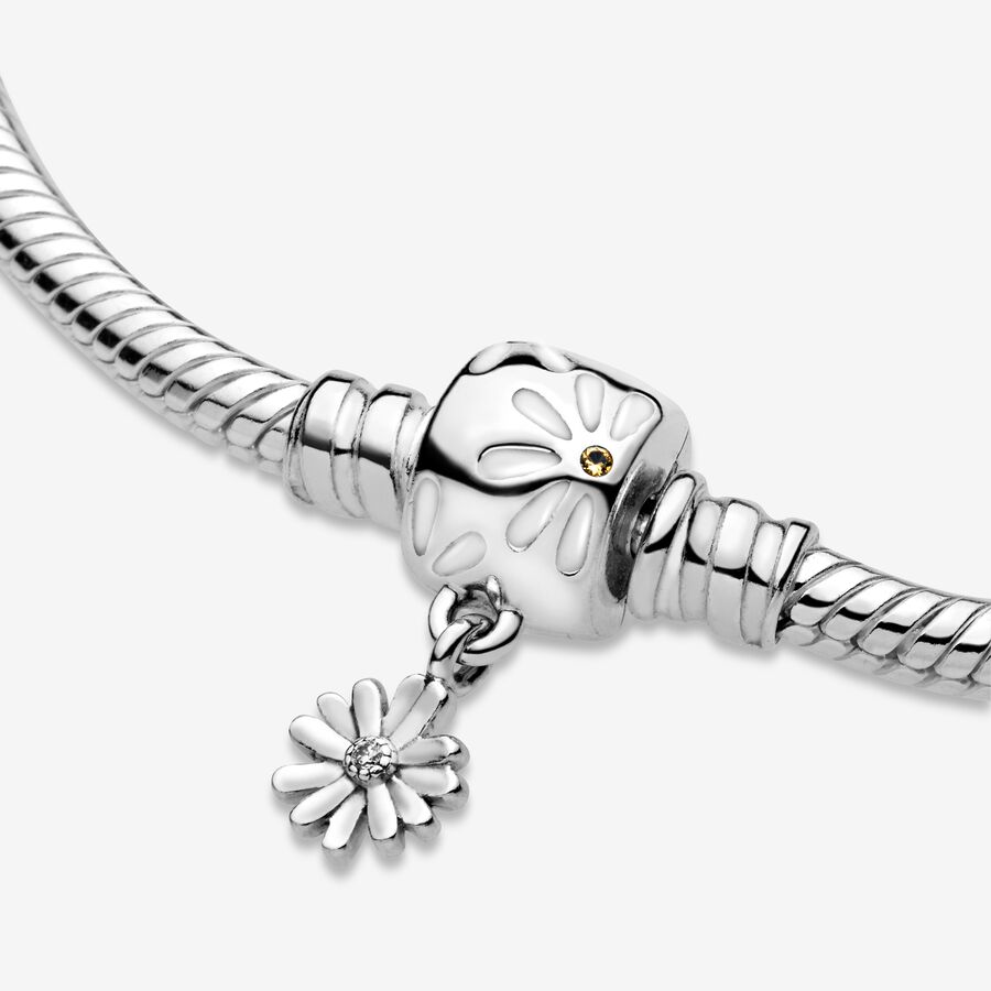 Charm Bracelets Pandora Moments Daisy Flower Clasp Snake Strieborne | SK789VWGO