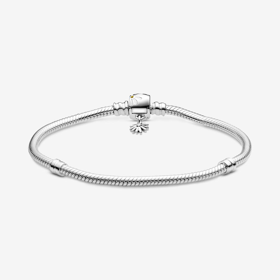 Charm Bracelets Pandora Moments Daisy Flower Clasp Snake Strieborne | SK789VWGO