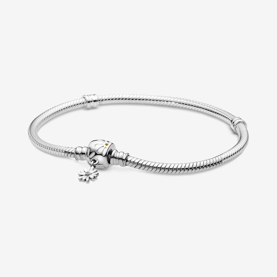 Charm Bracelets Pandora Moments Daisy Flower Clasp Snake Strieborne | SK789VWGO