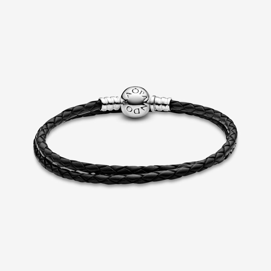 Charm Bracelets Pandora Moments Double Black Strieborne | SK794MTBU