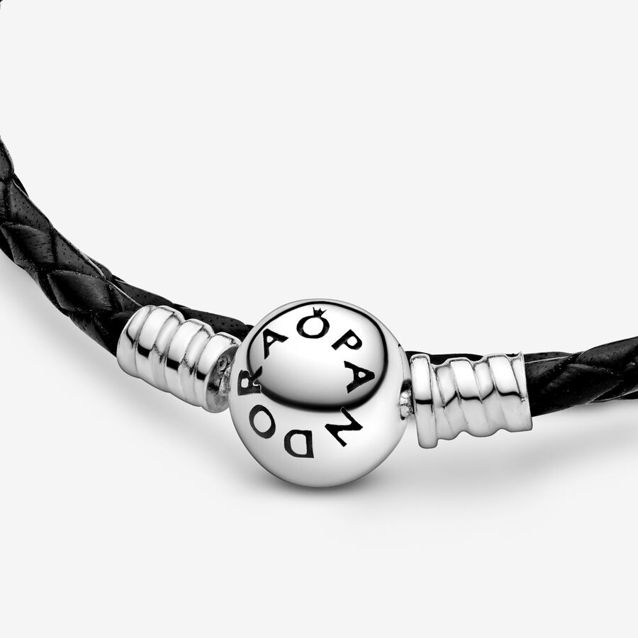 Charm Bracelets Pandora Moments Double Black Strieborne | SK794MTBU