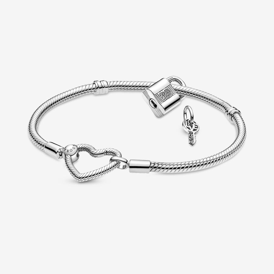 Charm Bracelets Pandora Moments Padlock & Gift Strieborne | SK978KXET